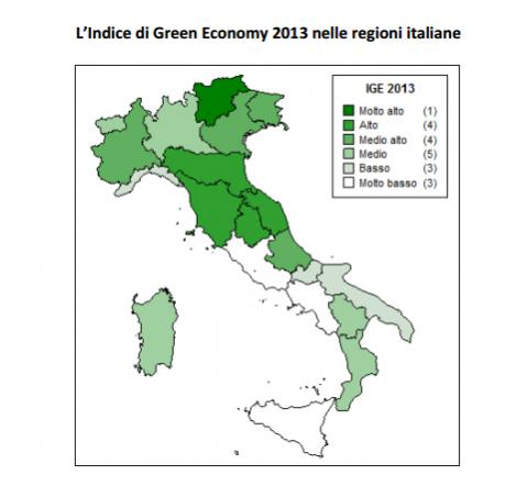 Regioni Italiane secondo l'Indice di Green Economy 2013 Regioni Italiane secondo l'Indice di Green Economy 2013